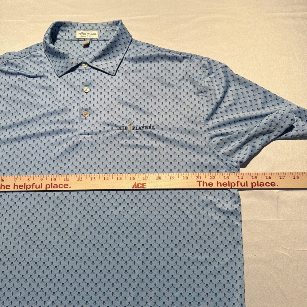 Peter Millar Summer Comfort All Over Skull Print Performance Polo Men Large Blue - Picture 4 of 8